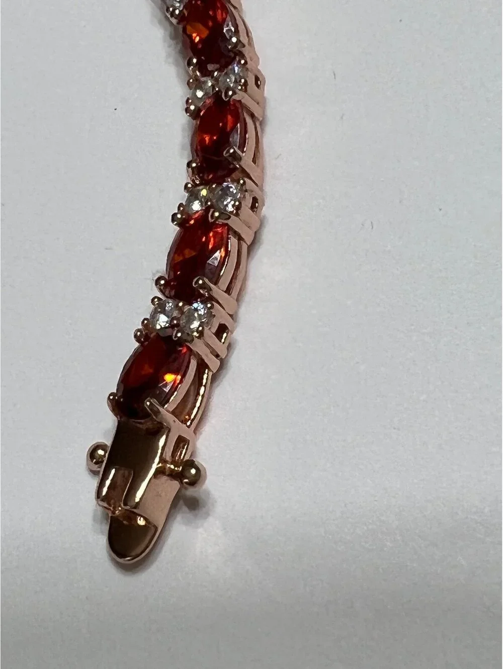 Stauer Tennis Bracelet Glamour ruby red luxury oval rose gold 925 gift box new